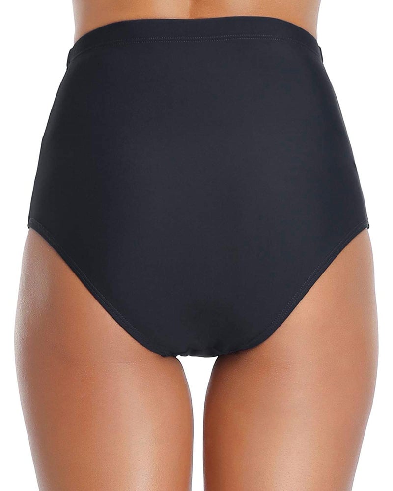 Tempt Me Women Black High Waisted Bikini Bottoms Retro Tummy Control Swimsuit Bottoms M - Image 5